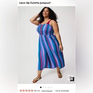 NWT Torrid Lace-Up Culotte Jumpsuit